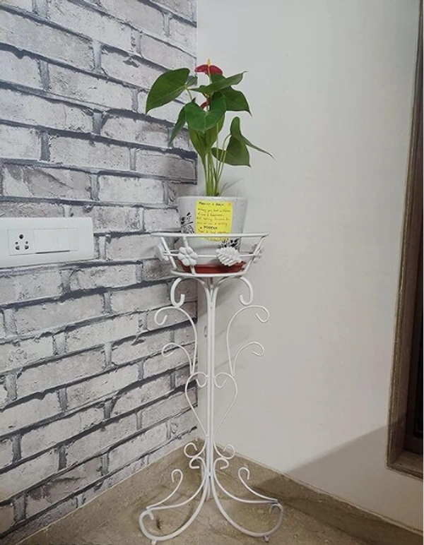 White  Iron Corner Pot Stand for Balcony Living Room Outdoor Indoor Plants  - white, Iron, pack of1